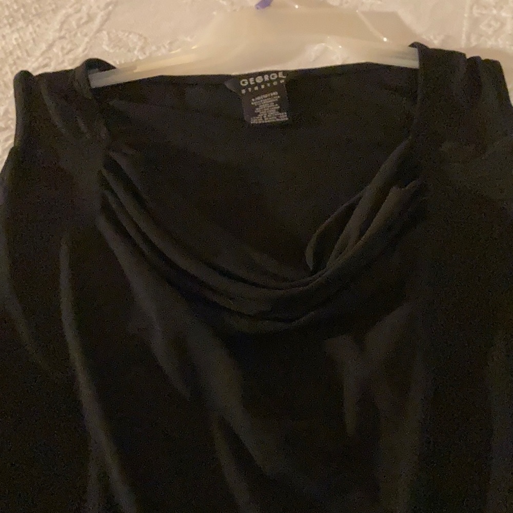 George Stretch Black Sleeveless Cowl Neck Top LG